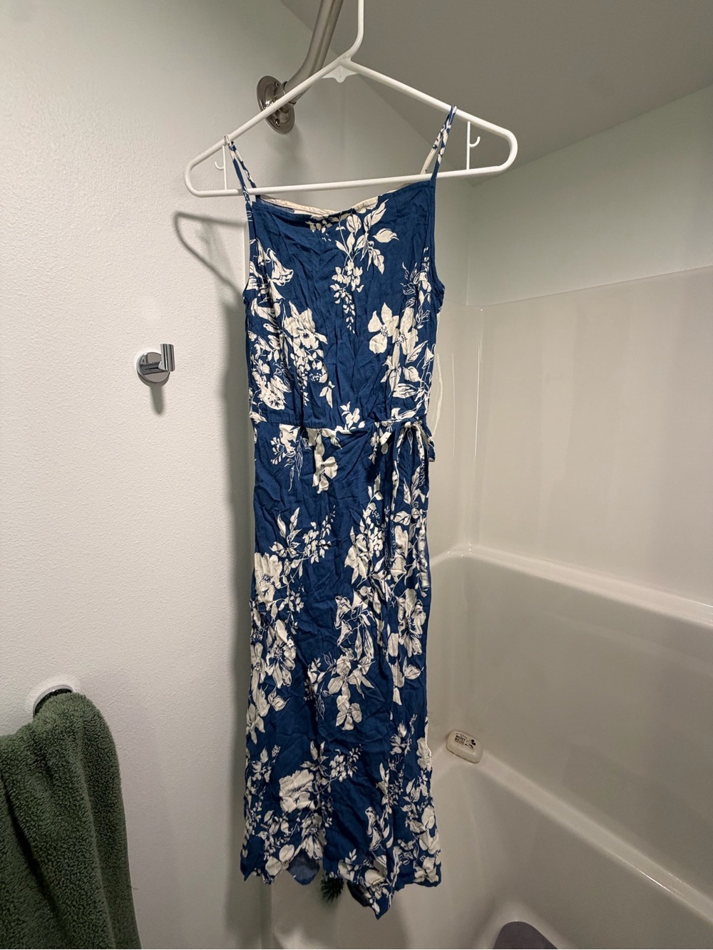 Reformation Navy Blue & White Floral Spaghetti-Strap Maxi Dress